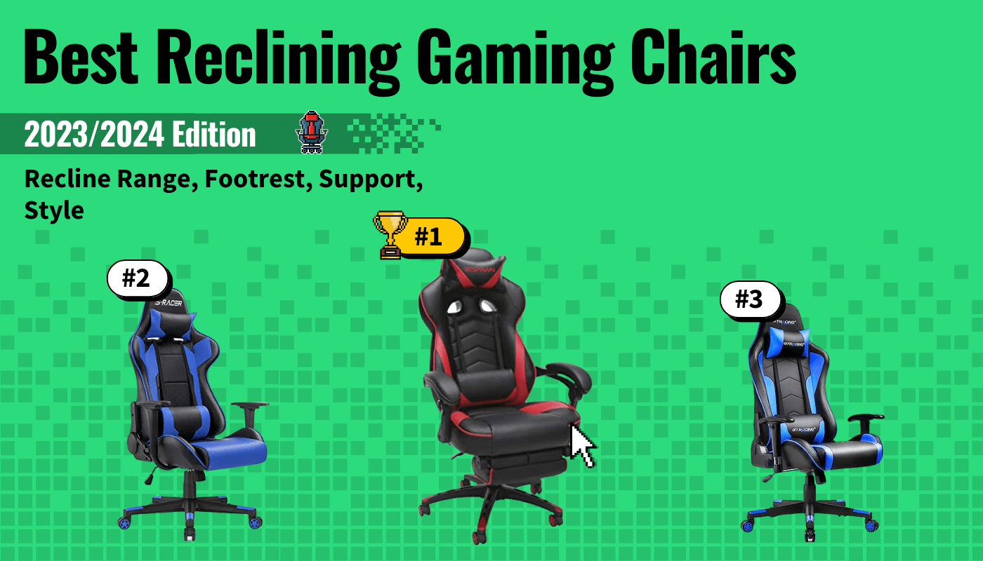 best reclining gaming chairs featured image that shows the top three best gaming chair models